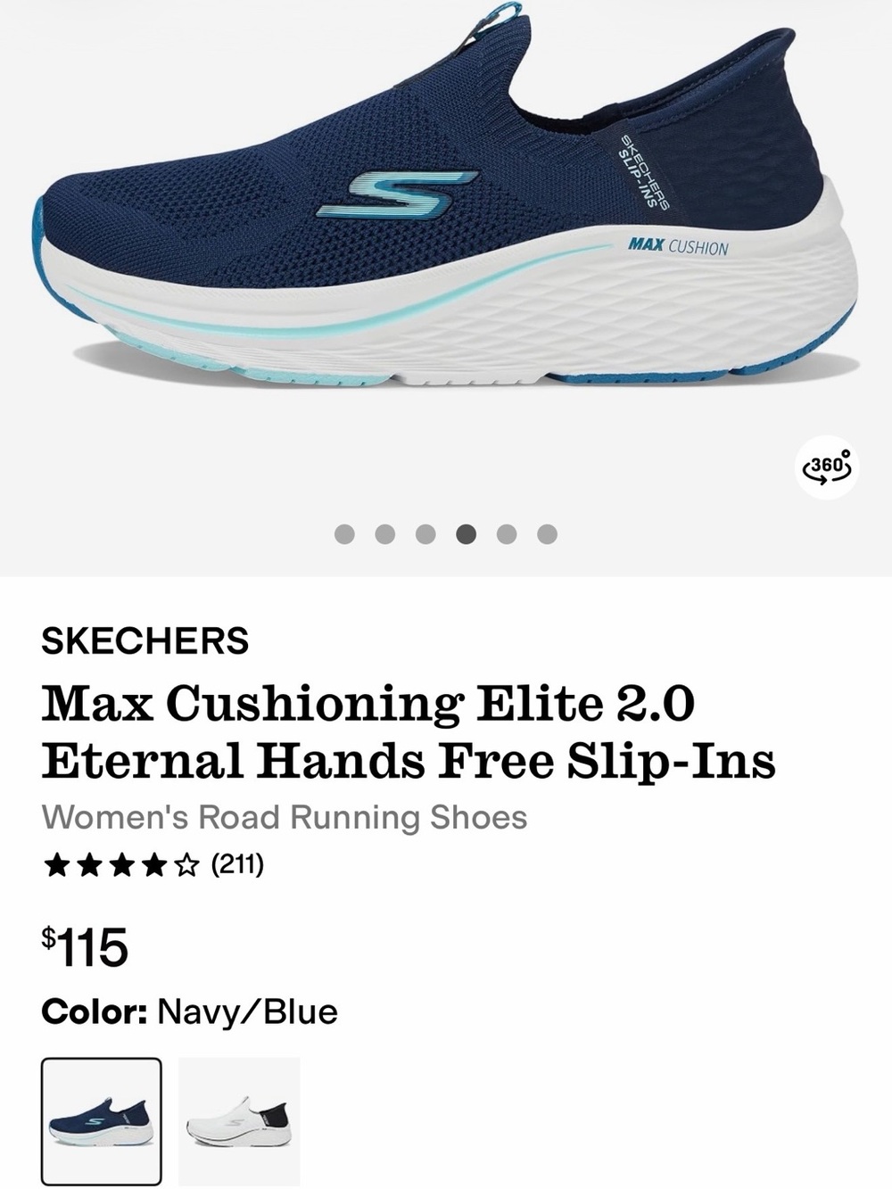 Skechers Max Cushioning Elite 2.0 Slip-In Running Shoes - Navy/Blue